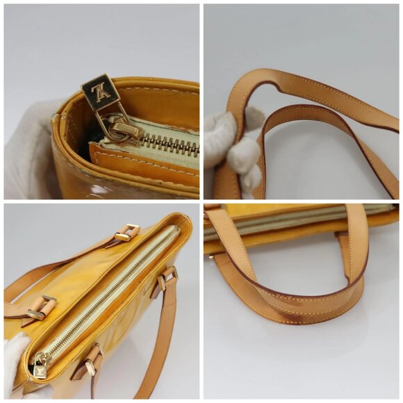LOUIS VUITTON Monogram Vernis Houston Hand Bag Lime Yellow M91055 LV Auth BD751 - Picture 16 of 16